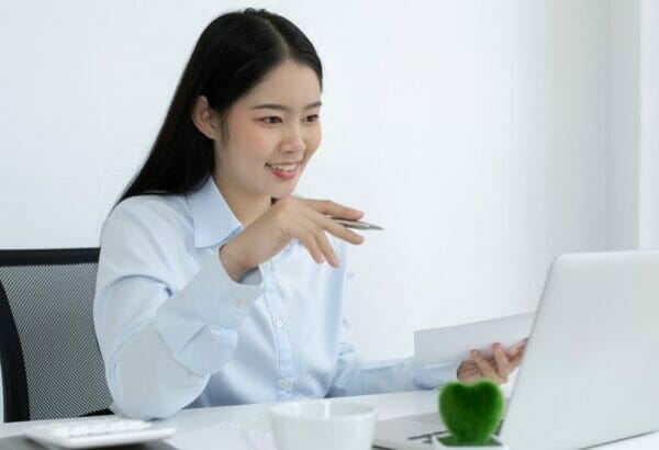 Female working on laptop